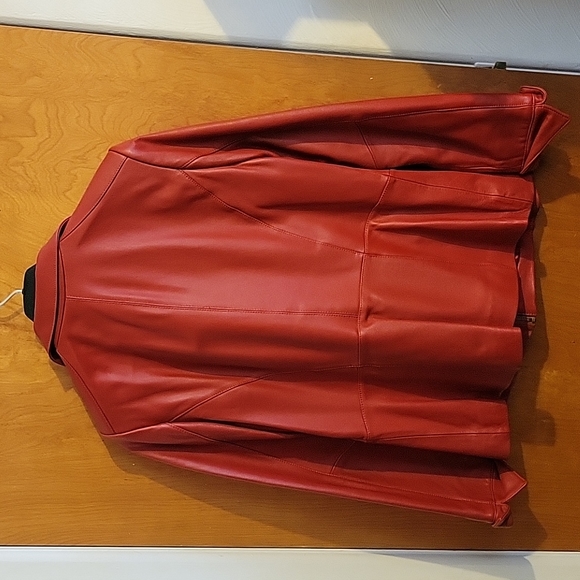 D&Co  Red Leather Blazer Size L - Picture 3 of 6